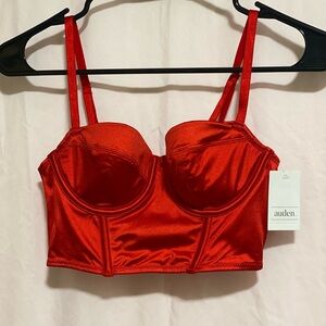Auden Women's Vibrant Red Satin Bra